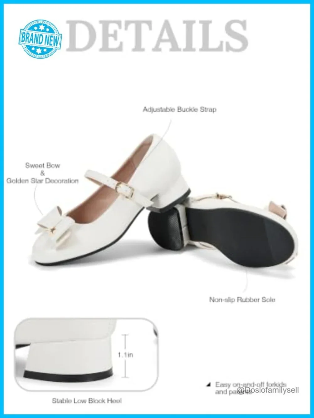 Girls Mary Jane Dress Shoes with Lambskin Insole Low Block Heel